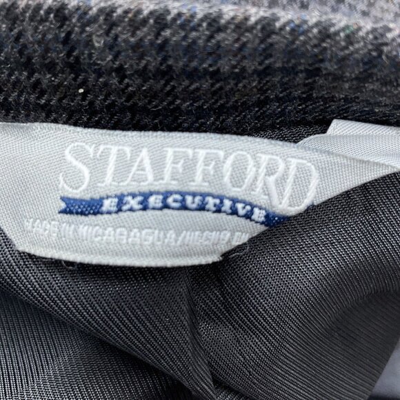 Stafford Blazer Men 44R Gray Black Houndstooth Executive Classic‎ Career Wool - Picture 13 of 14
